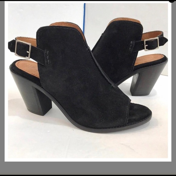 Frye Peep Toe Ankle Slingback Suede Boots/Booties - Picture 3 of 7